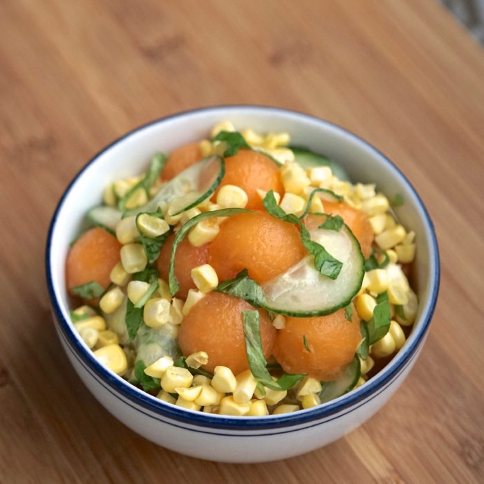 Cantaloupe & Corn Salad with Cucumber & Basil | Living Healthy in Seattle