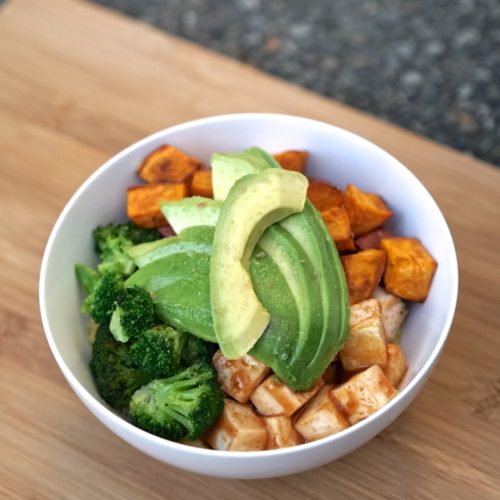 Polenta Bowl with BBQ Tofu, Sweet Potato & Broccoli | Living Healthy in Seattle