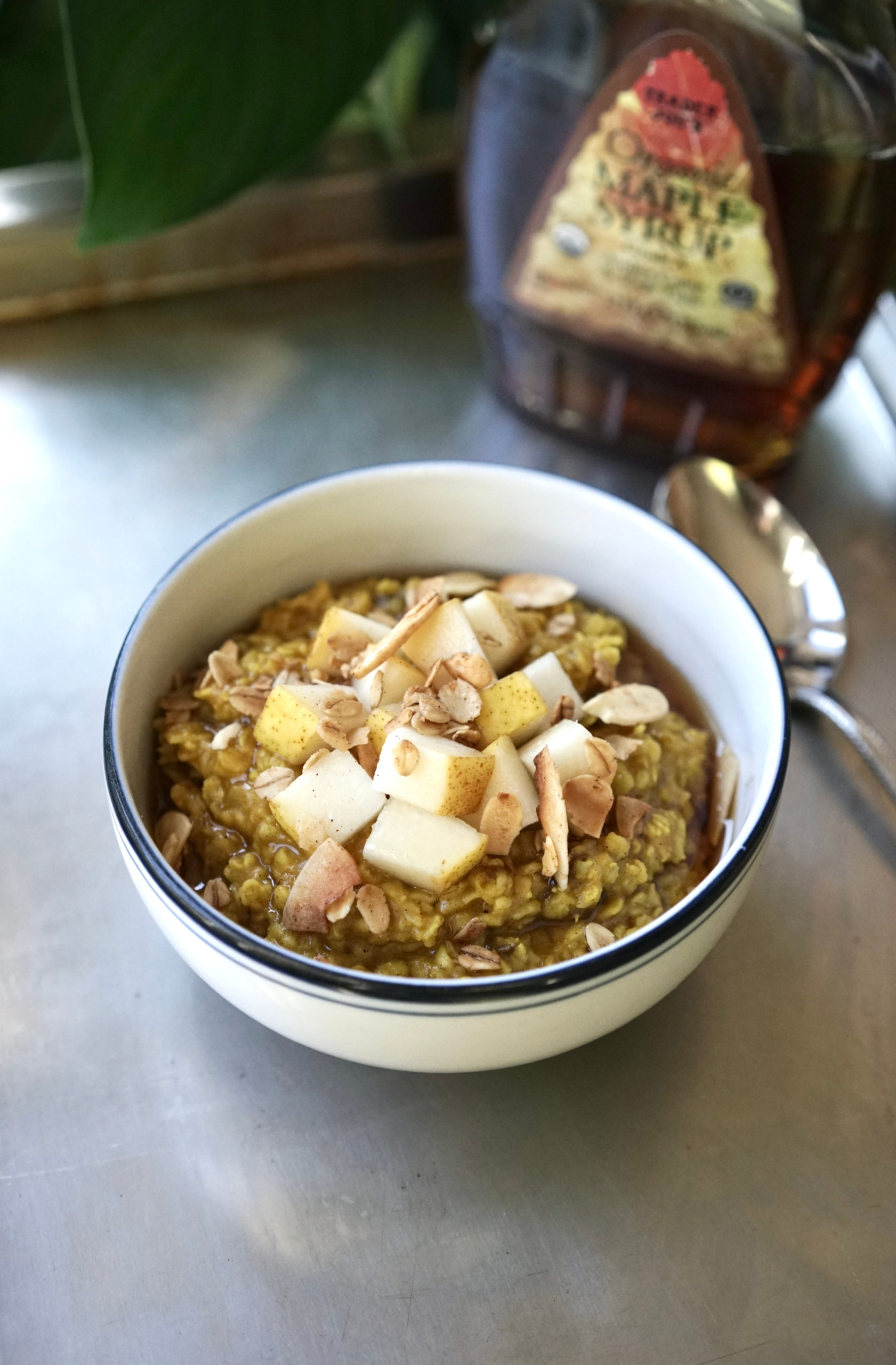 Golden Milk Oatmeal with Dates & Pear | Living Healthy in Seattle