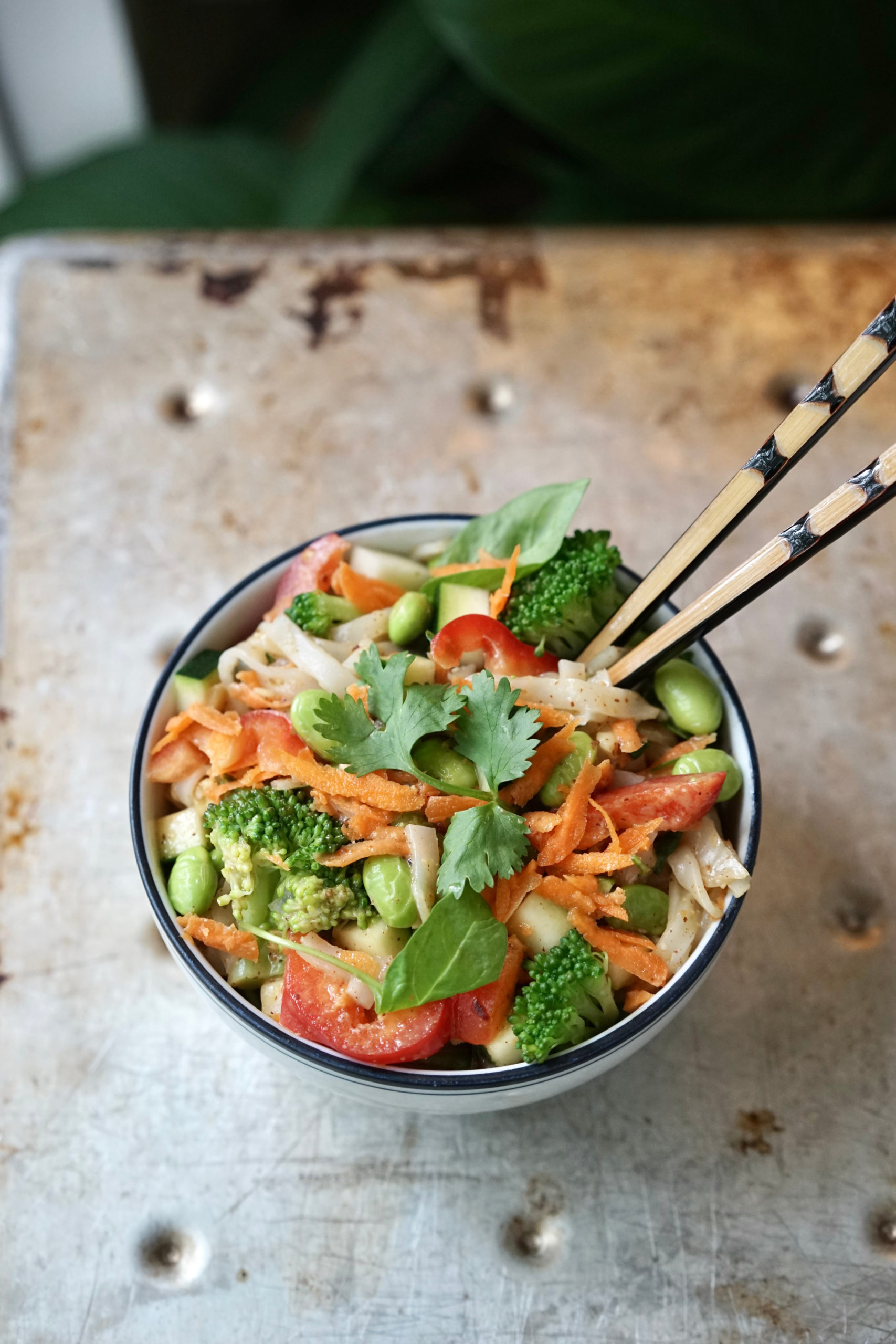 Almond Butter Miso Rice Noodles with Veggies & Edamame | Living Healthy in Seattle
