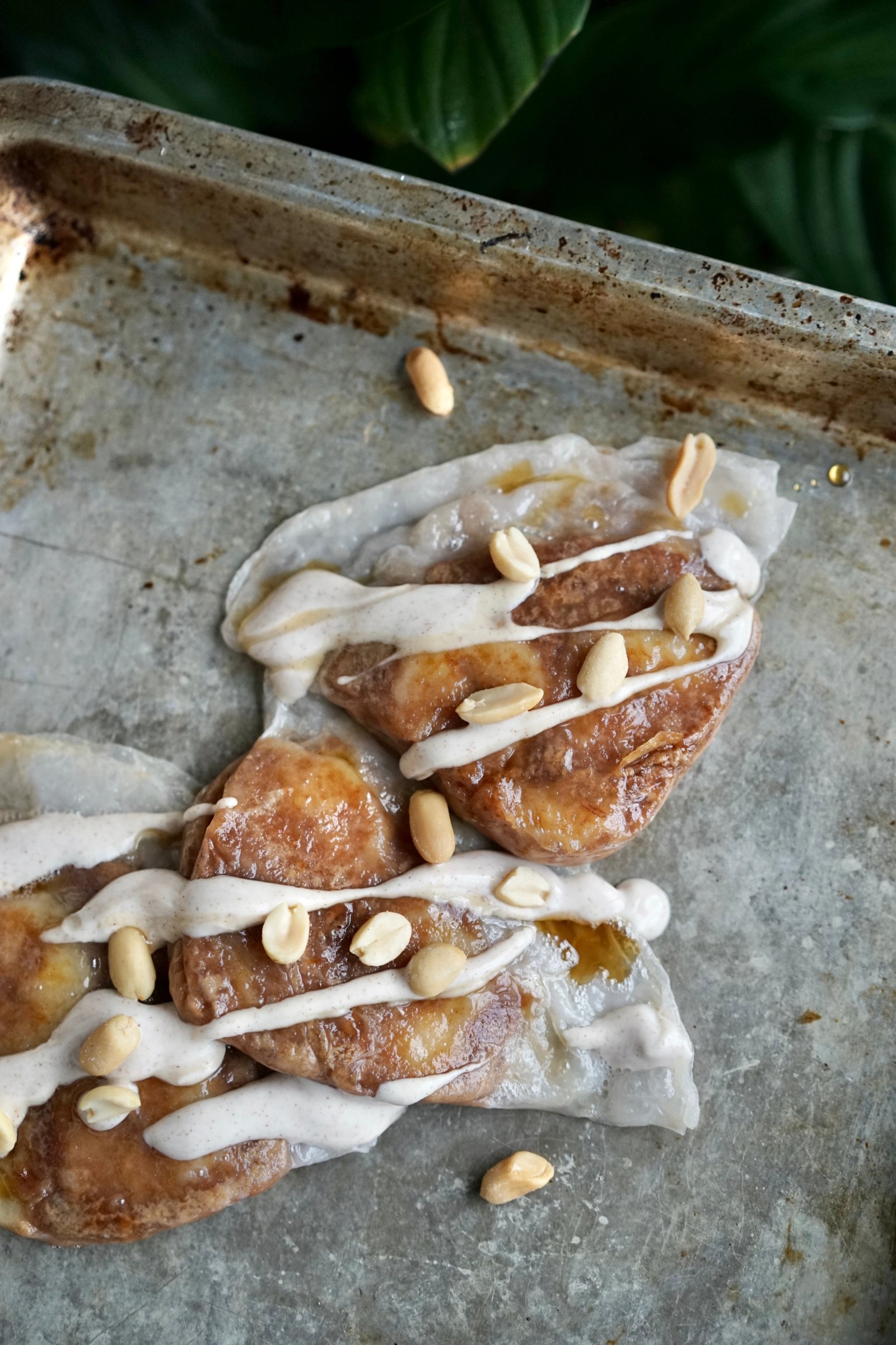 Easy Vegan Peanut Butter & Banana Turnovers with Cinnamon Maple Yogurt Sauce | Living Healthy in Seattle
