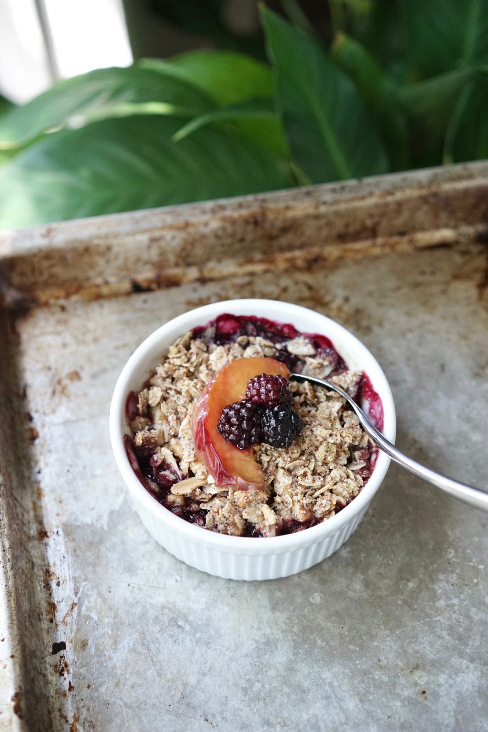 Vegan Single Serving Blackberry Nectarine Crisp | Living Healthy in Seattle