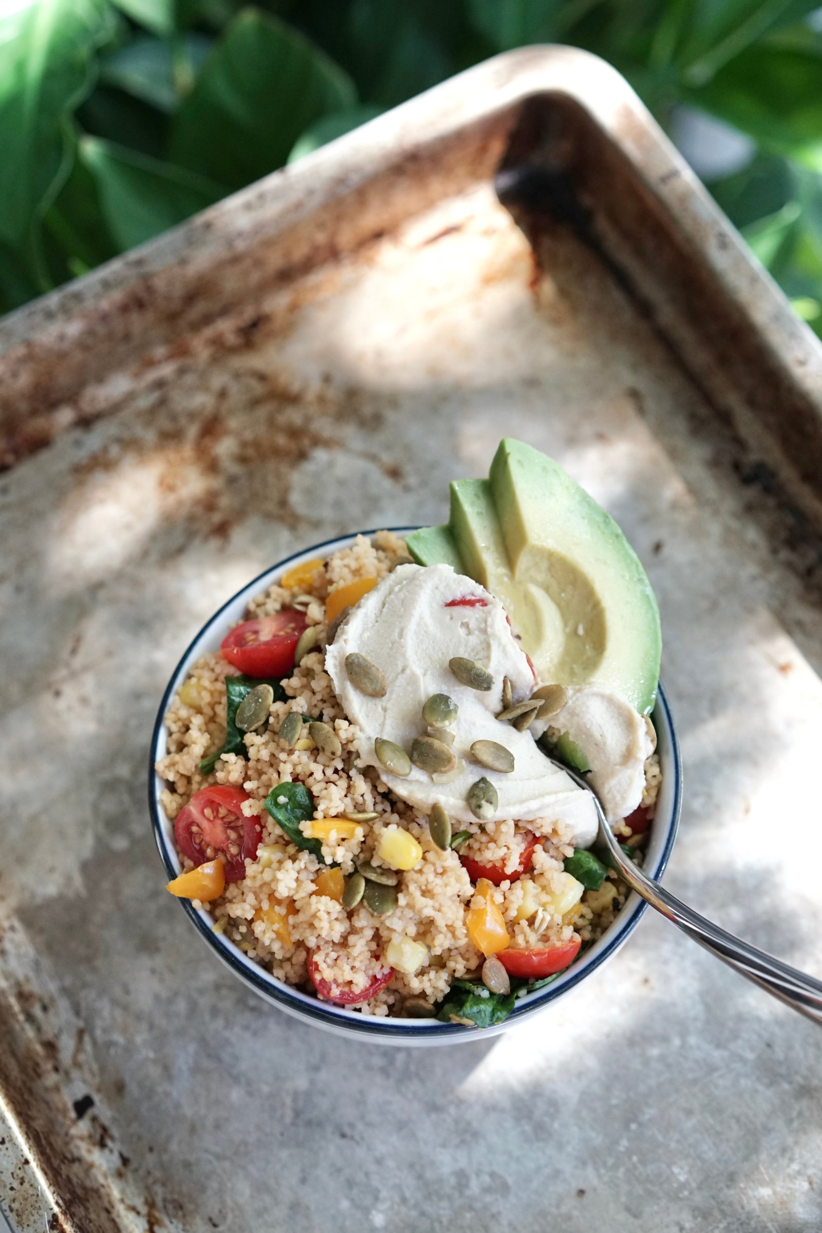 Couscous with Summer Veggies, Avocado & Hummus | Living Healthy in Seattle