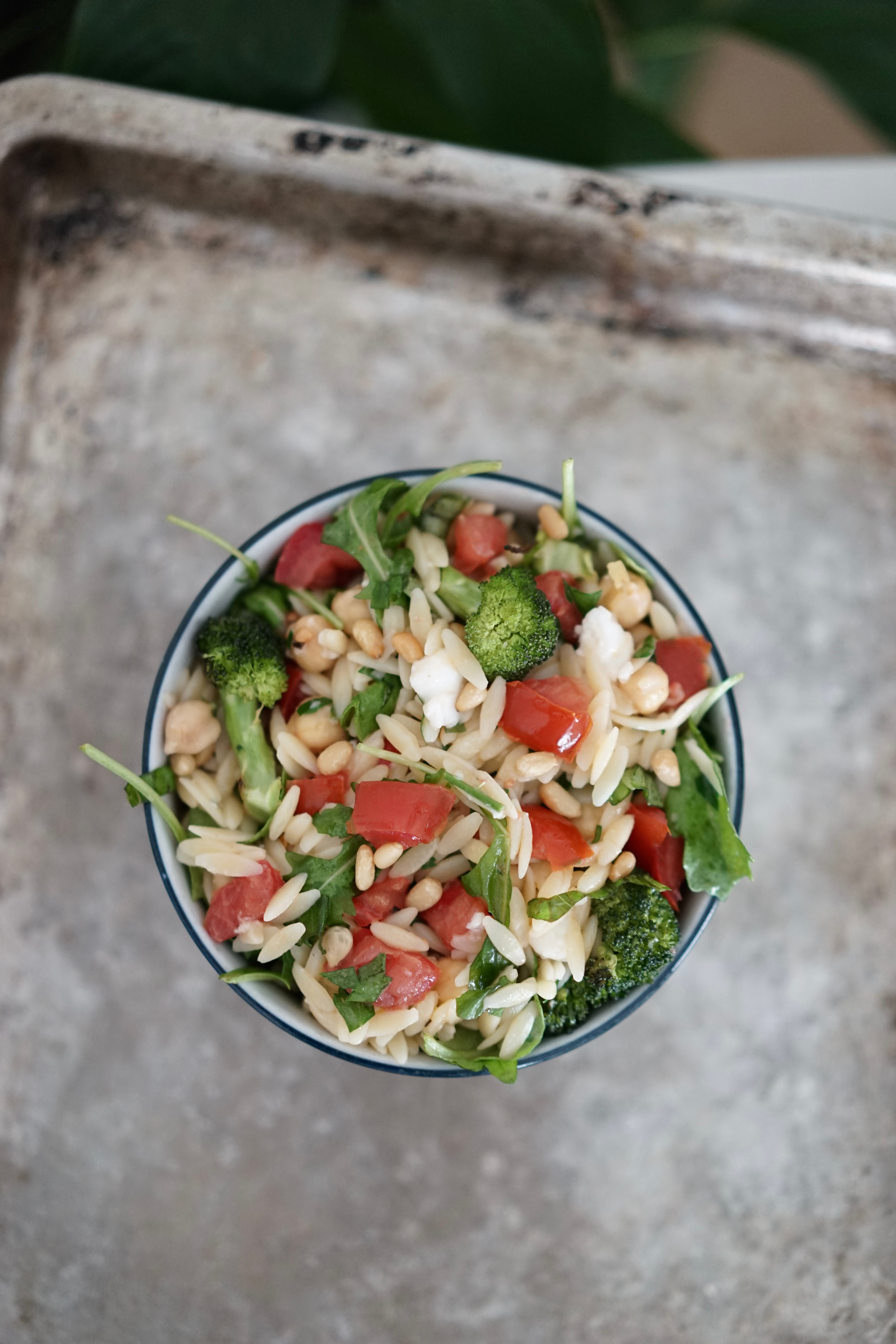 Orzo Salad with Roasted Broccoli, Tomatoes & Arugula | Living Healthy in Seattle