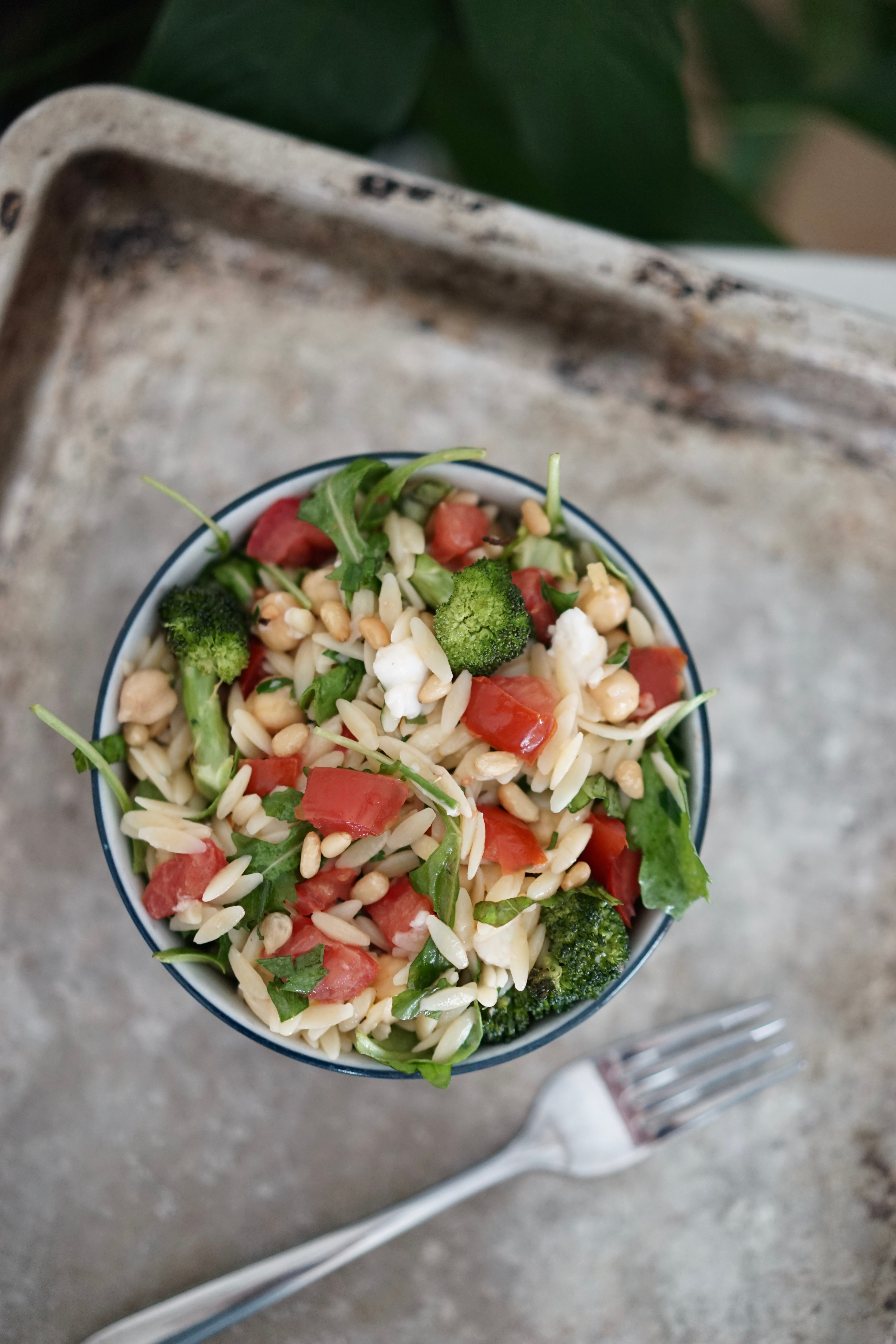 Orzo Salad with Roasted Broccoli, Tomatoes & Arugula | Living Healthy in Seattle