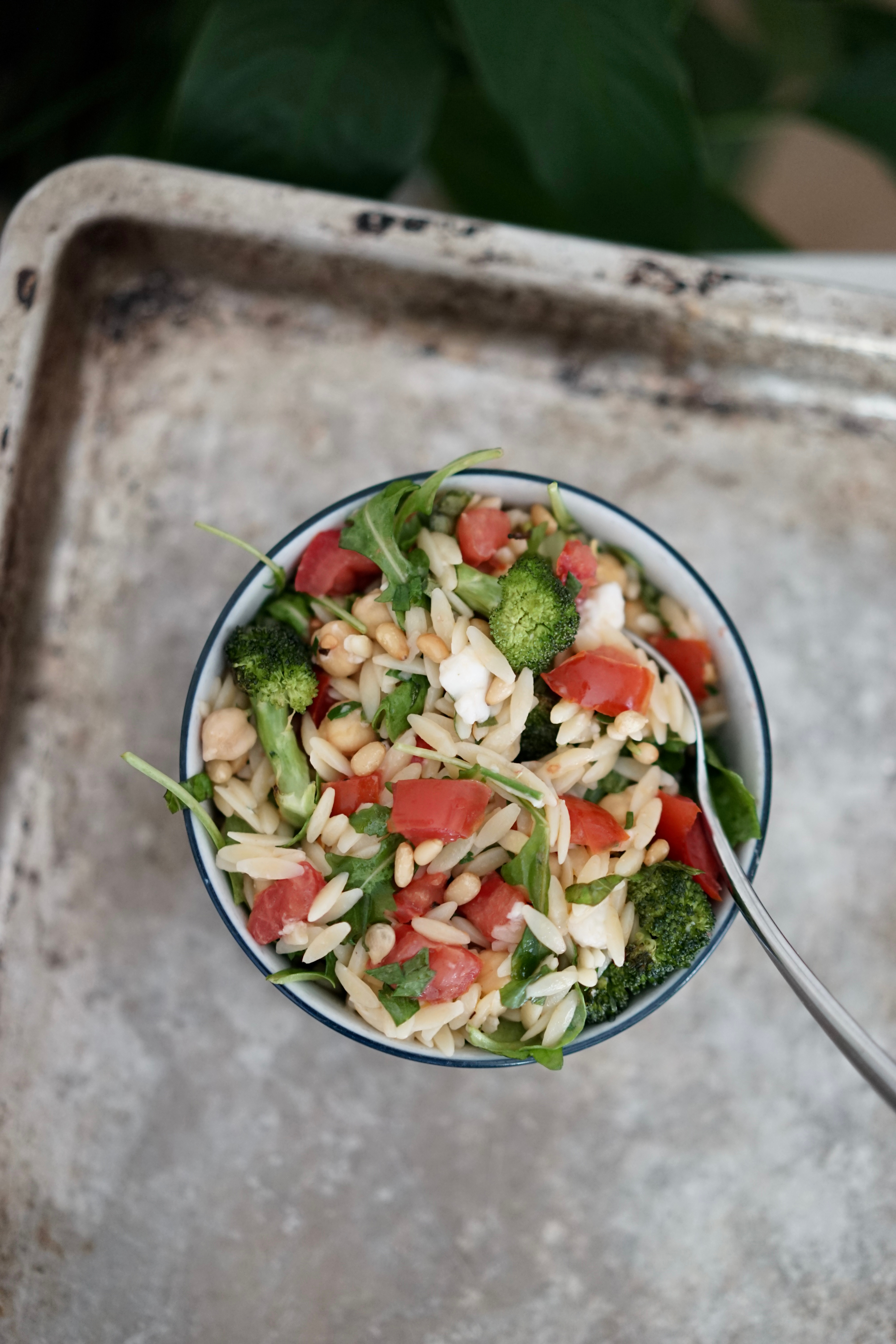 Orzo Salad with Roasted Broccoli, Tomatoes & Arugula | Living Healthy in Seattle