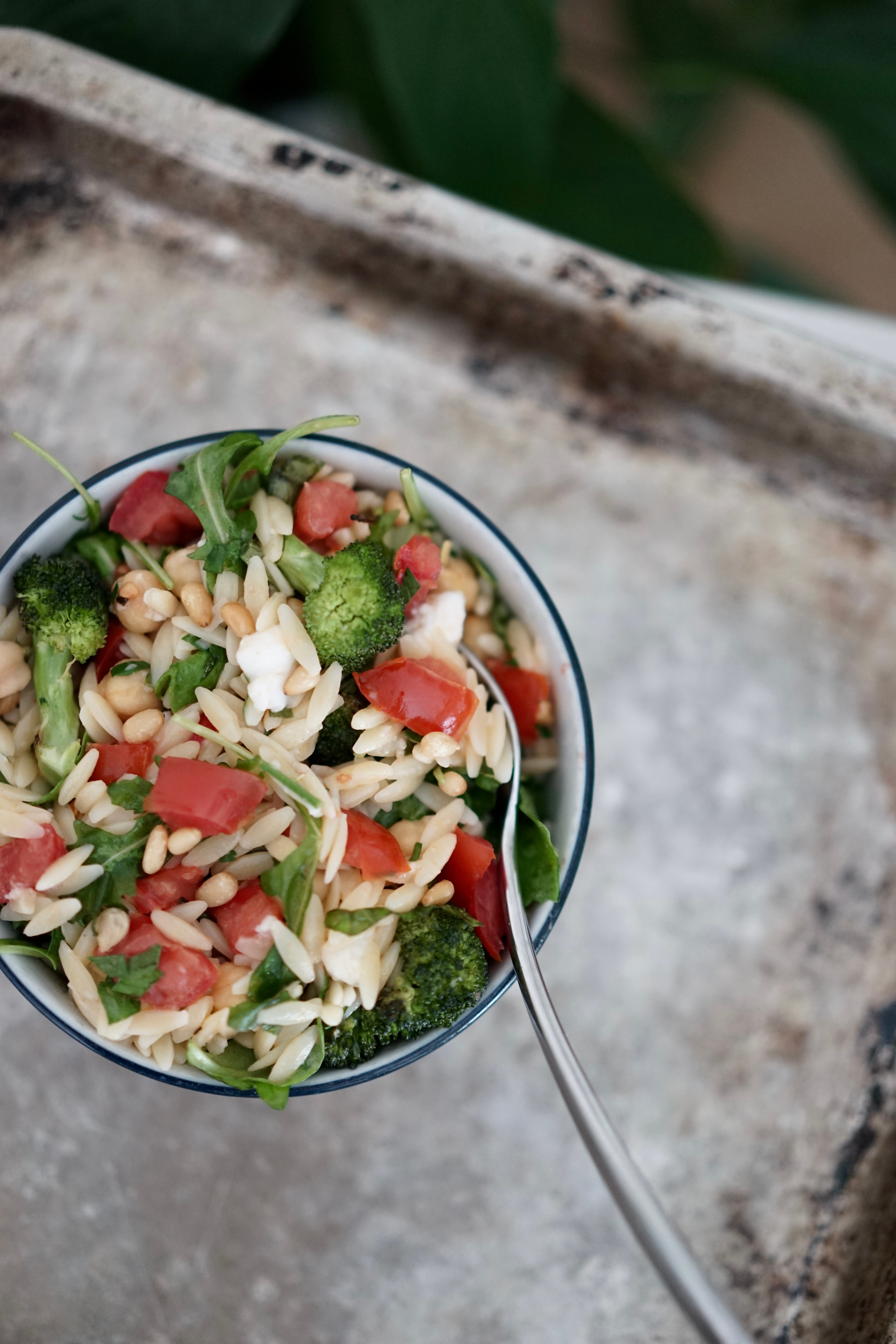 Orzo Salad with Roasted Broccoli, Tomatoes & Arugula | Living Healthy in Seattle