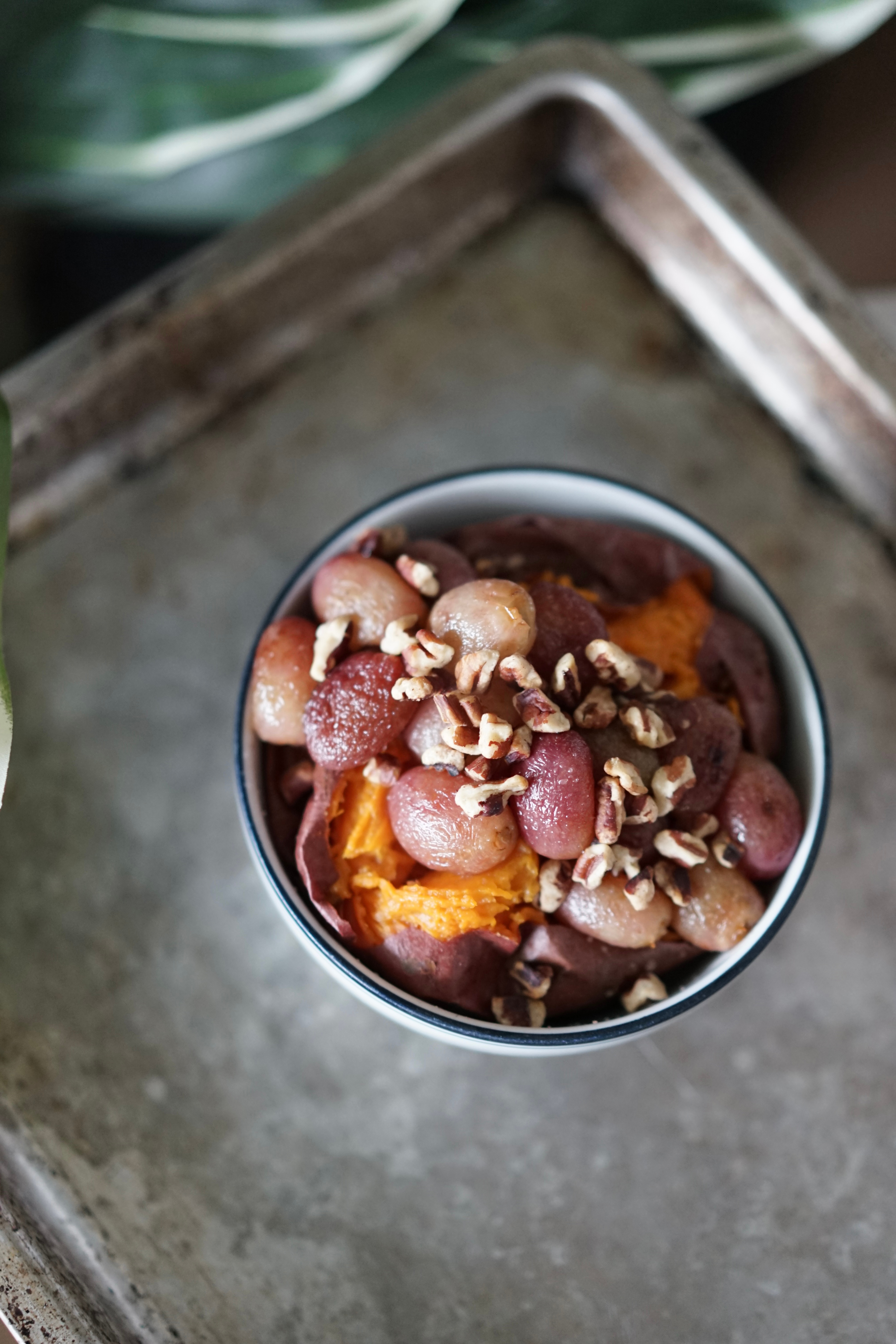 Baked Sweet Potato with Roasted Grapes & Pecans | Living Healthy in Seattle