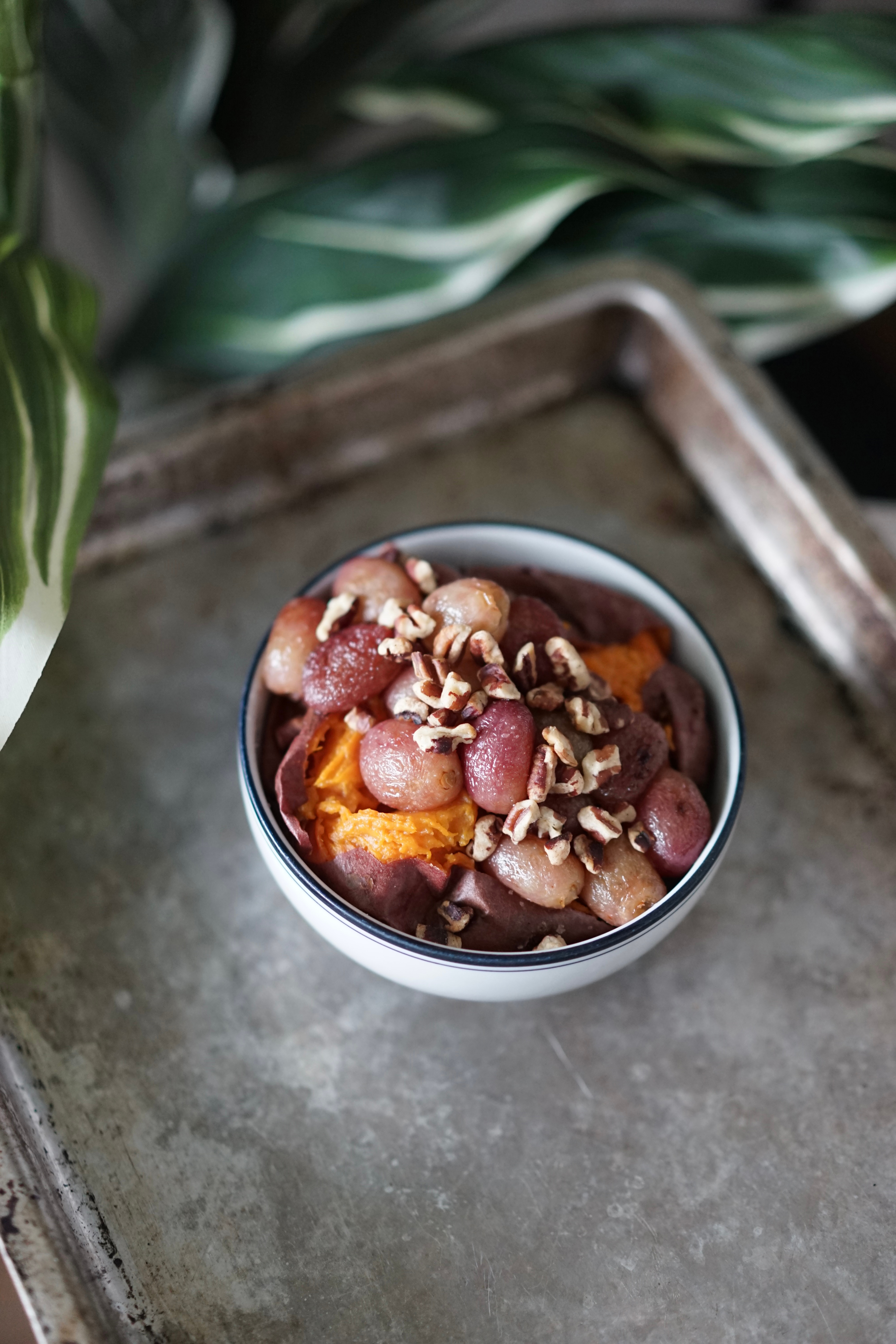 Baked Sweet Potato with Roasted Grapes & Pecans | Living Healthy in Seattle