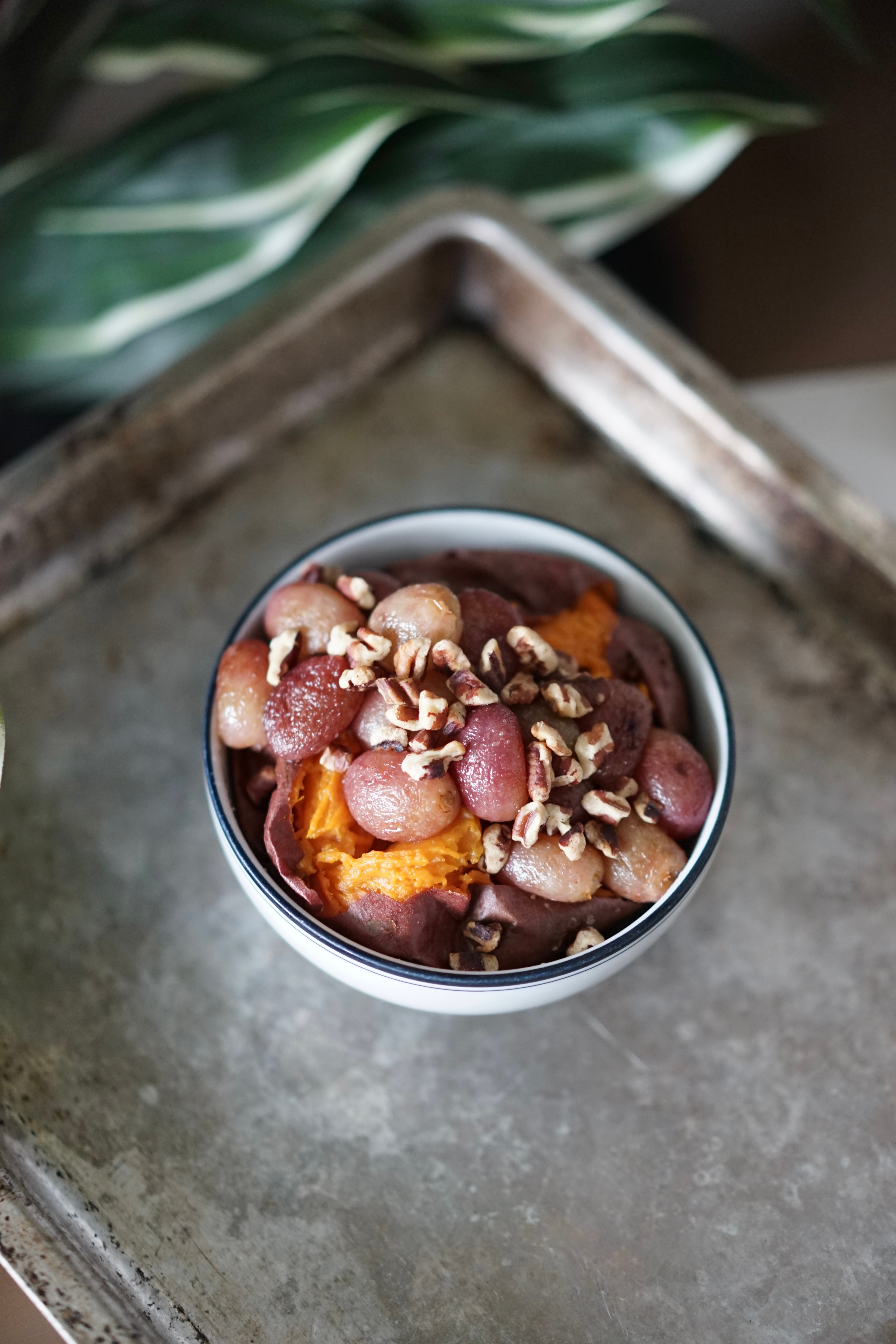 Baked Sweet Potato with Roasted Grapes & Pecans | Living Healthy in Seattle