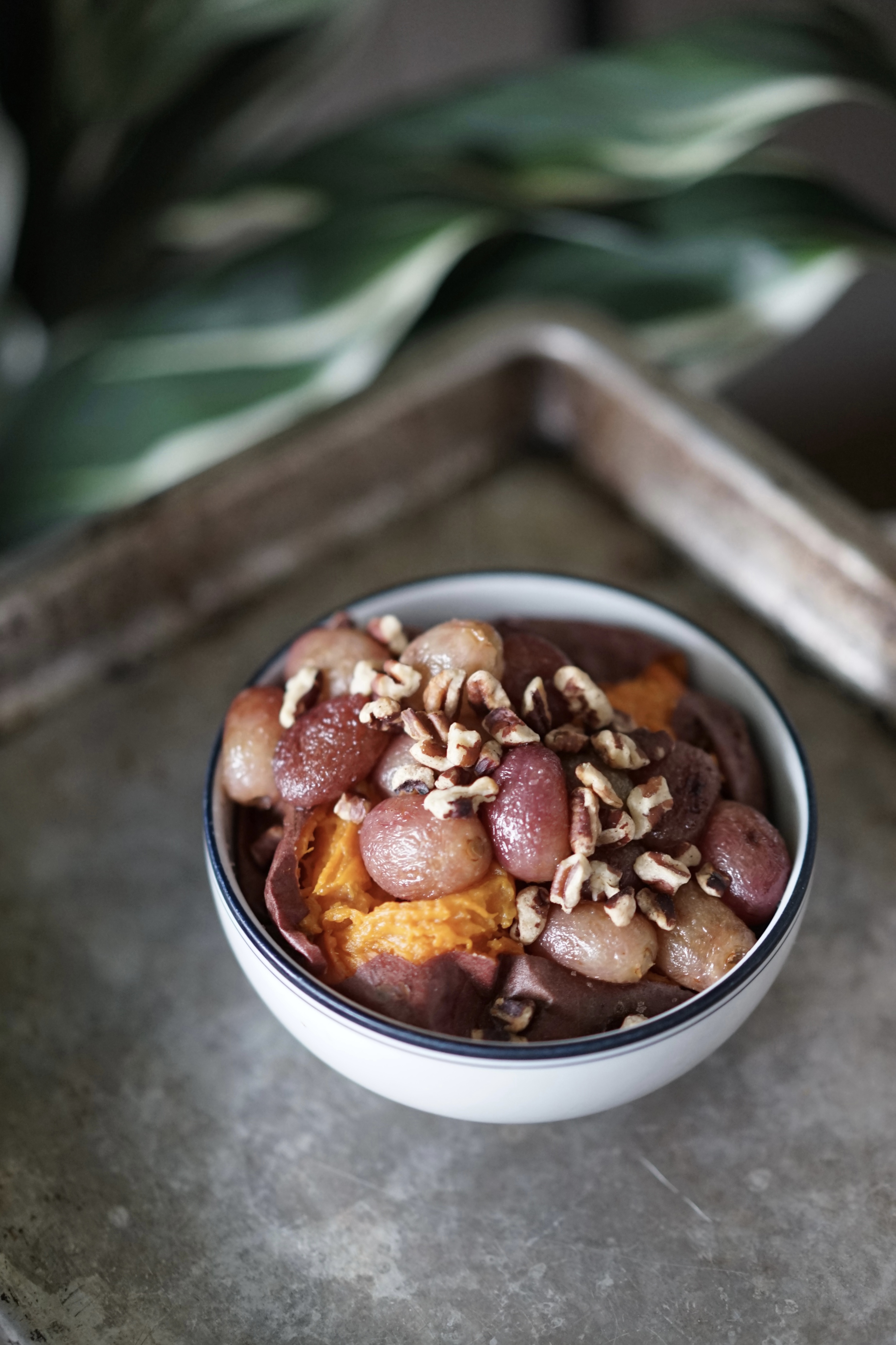 Baked Sweet Potato with Roasted Grapes & Pecans | Living Healthy in Seattle