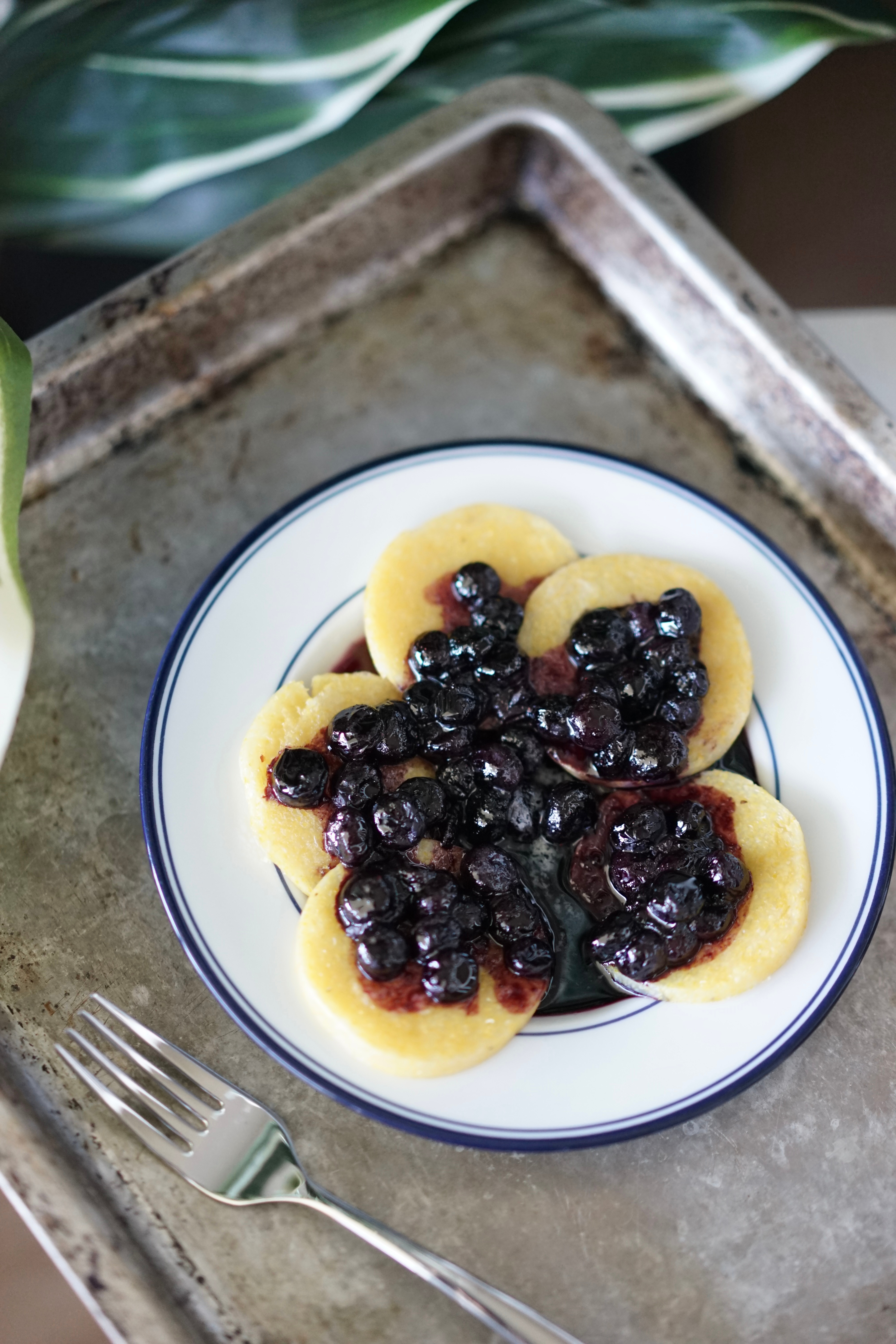 Crispy Polenta with Maple Blueberry Syrup