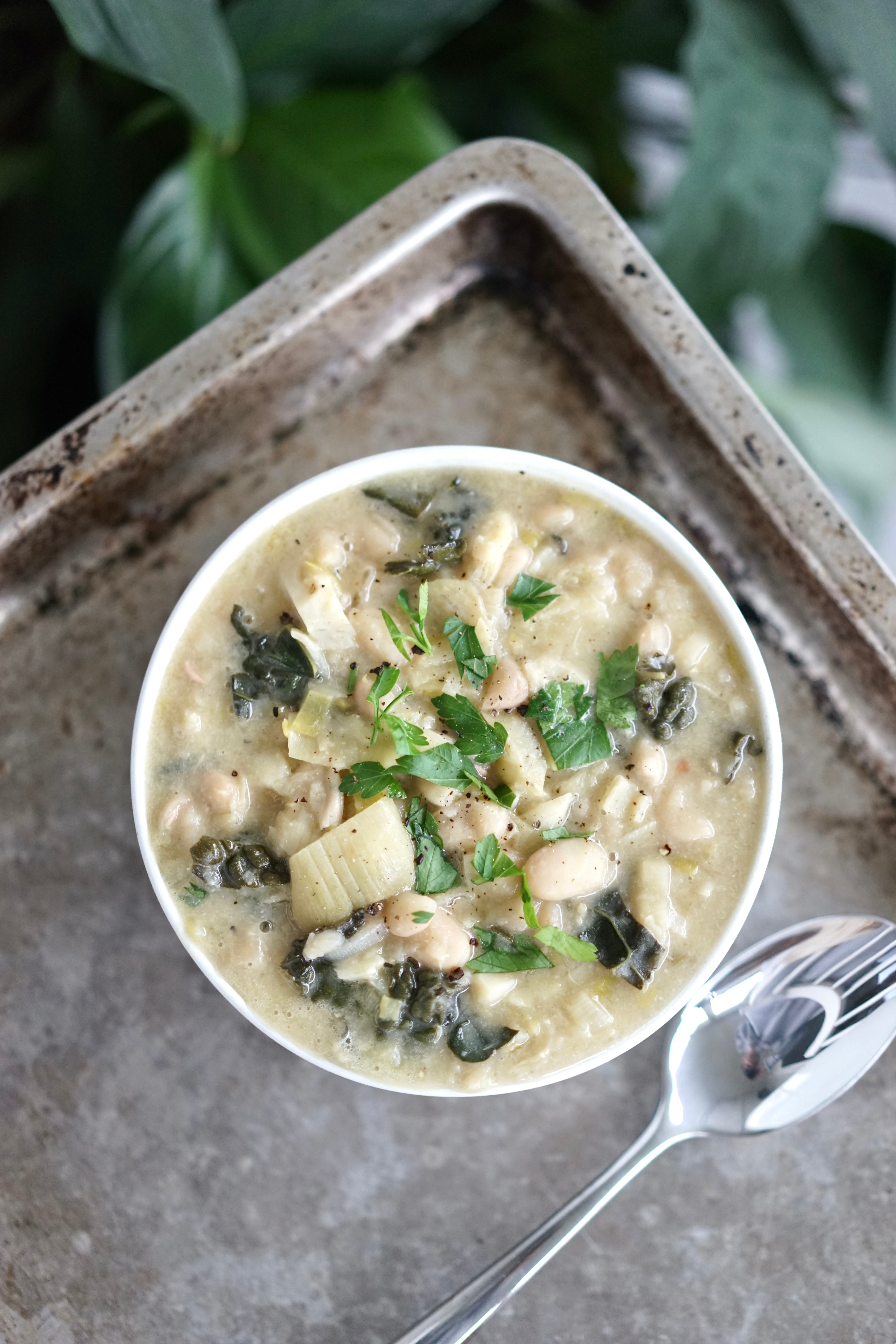 Brothy White Beans with Lemon, Artichokes & Kale | Living Healthy in Seattle