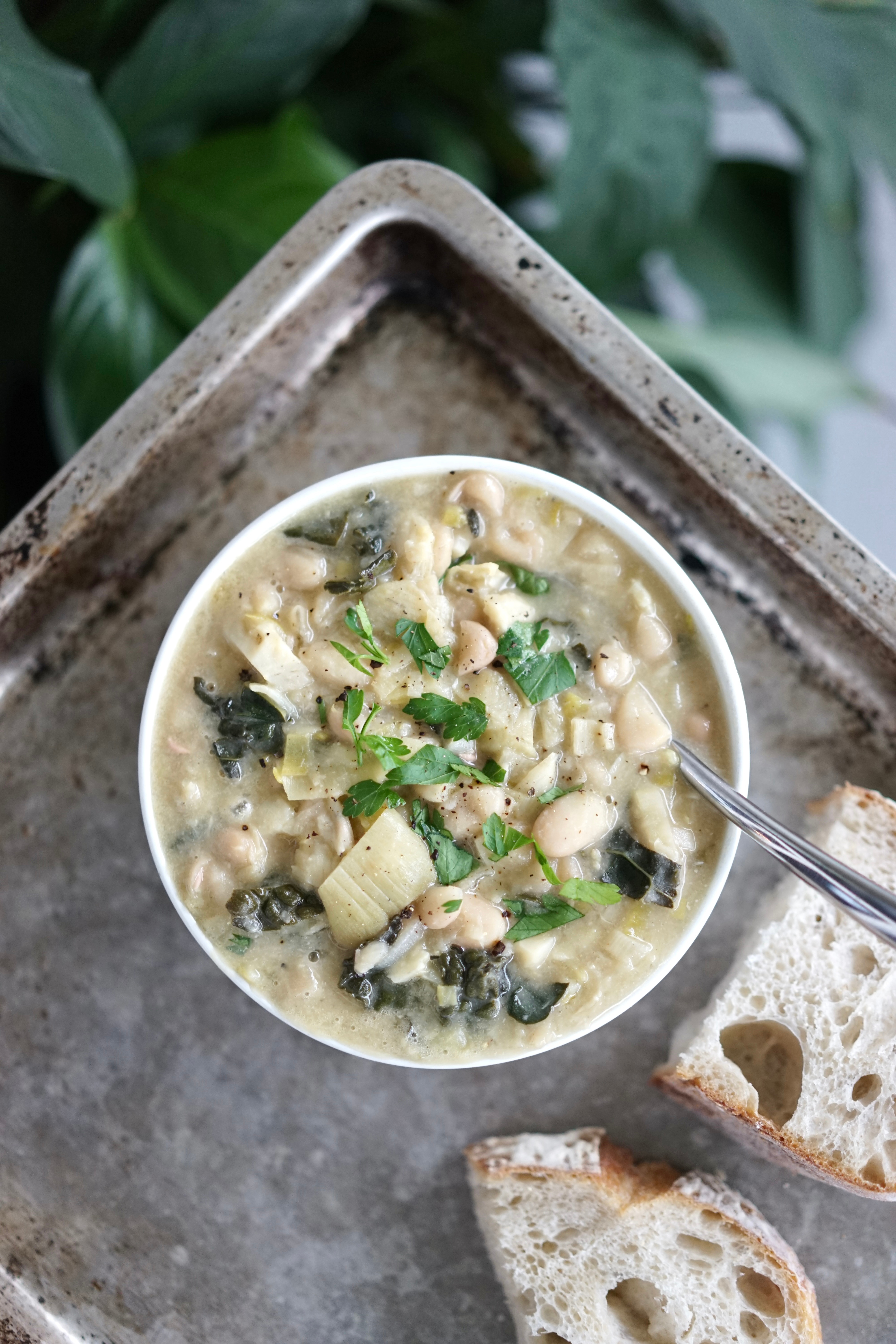 Brothy White Beans with Lemon, Artichokes & Kale | Living Healthy in Seattle