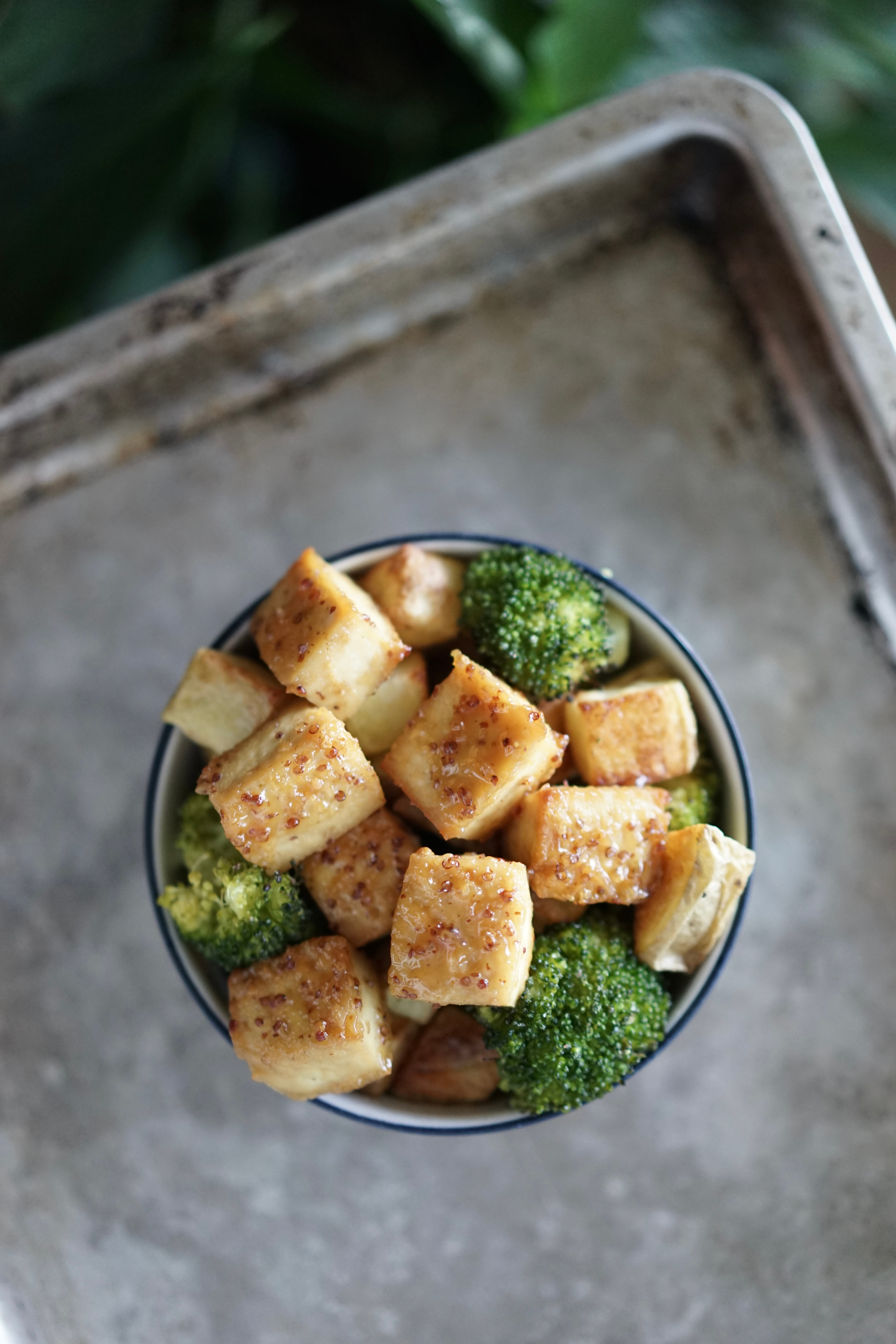 Vegan Honey Mustard Tofu with Roasted Broccoli & Potatoes | Living Healthy in Seattle