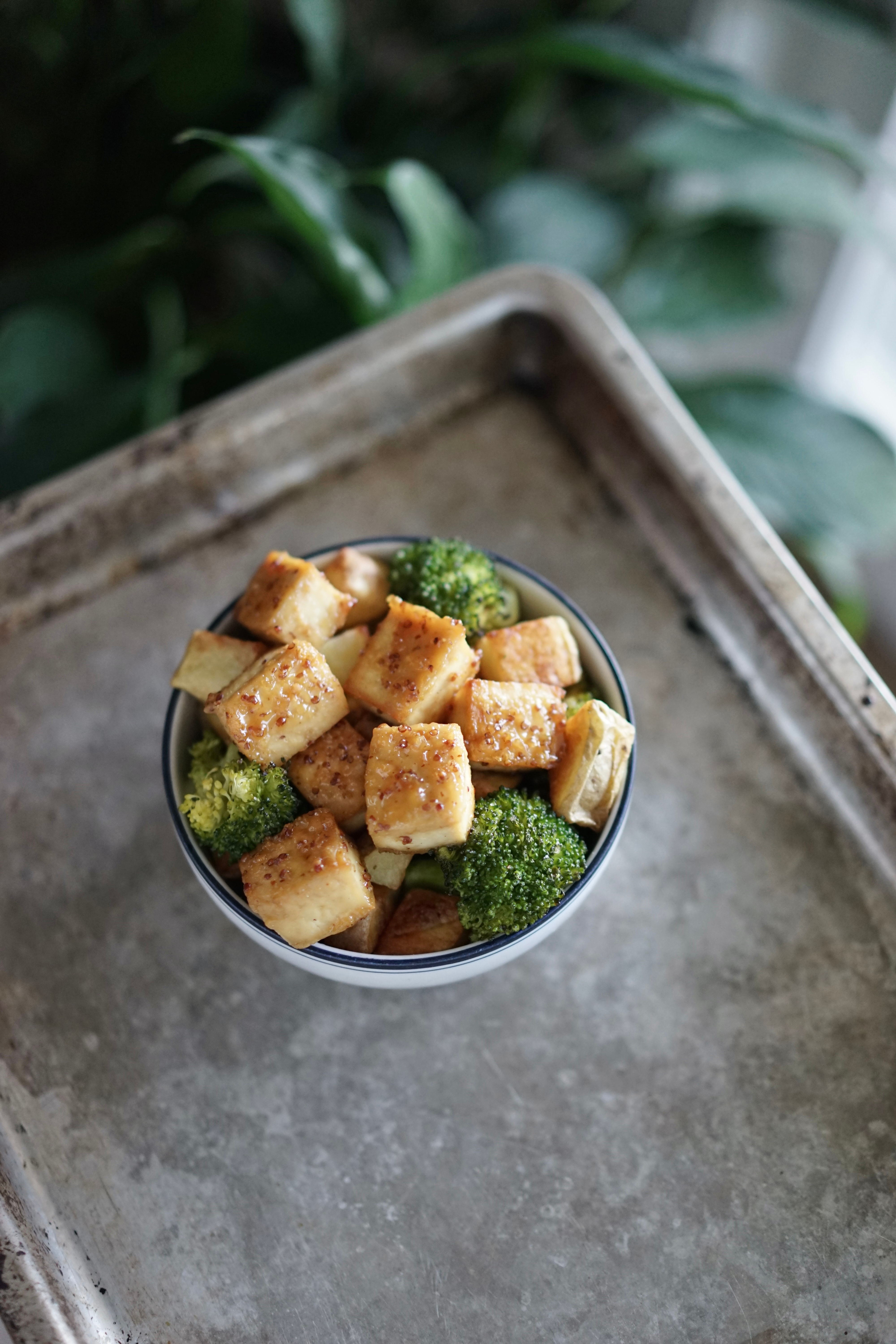 Vegan Honey Mustard Tofu with Roasted Broccoli & Potatoes | Living Healthy in Seattle