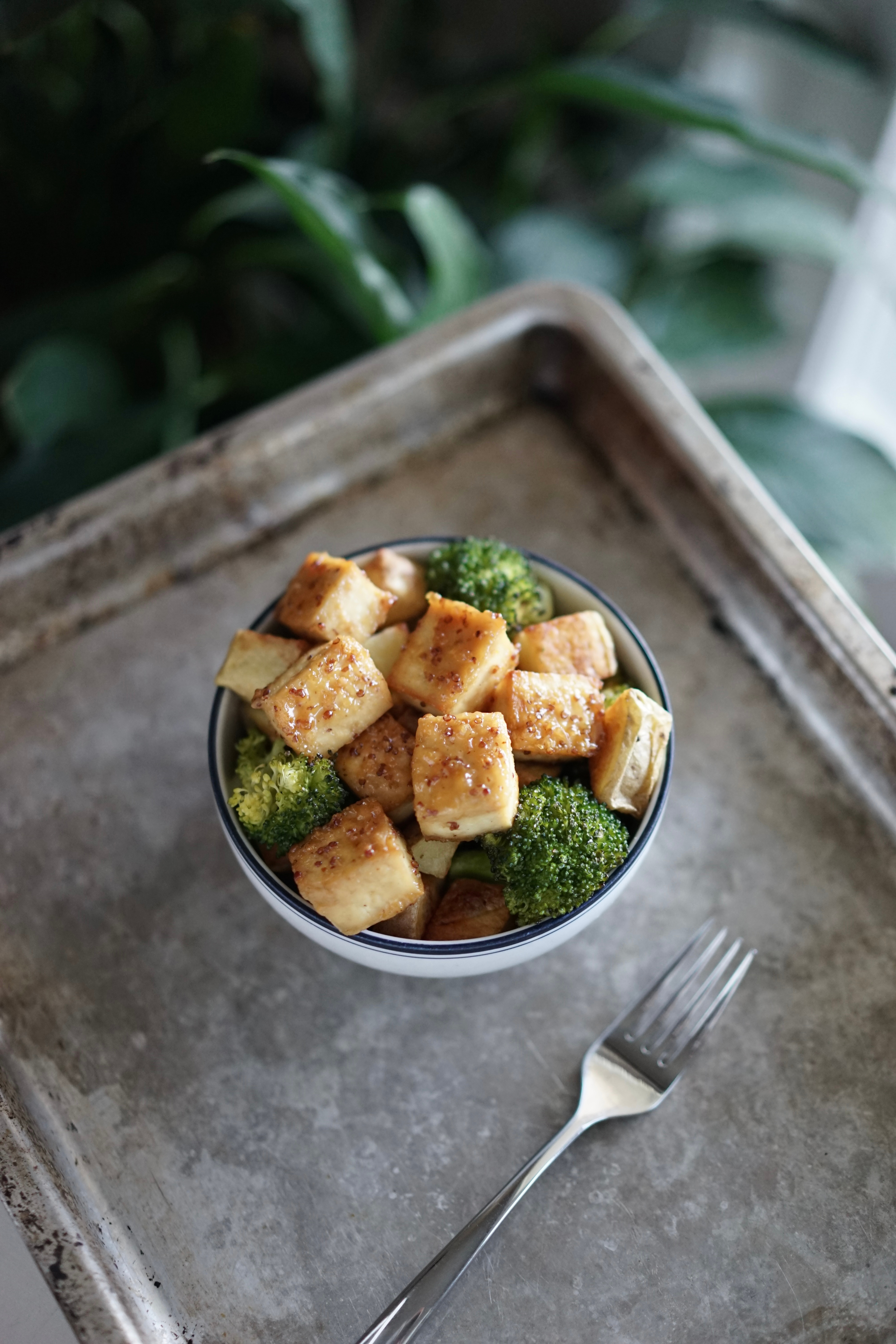 Vegan Honey Mustard Tofu with Roasted Broccoli & Potatoes | Living Healthy in Seattle