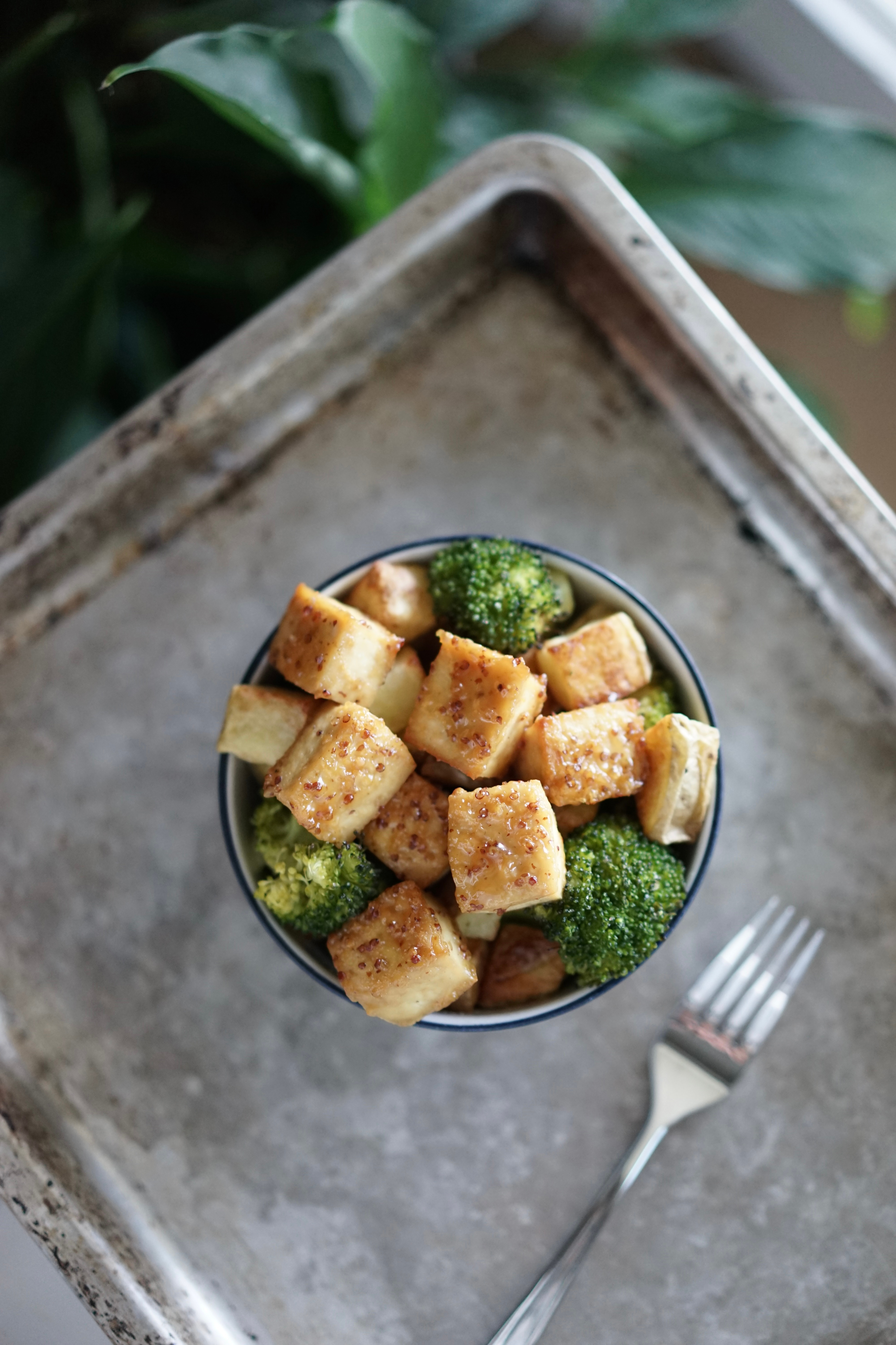 Vegan Honey Mustard Tofu with Roasted Broccoli & Potatoes | Living Healthy in Seattle